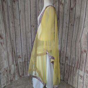 Yellow Sheer Dupatta with Floral Border